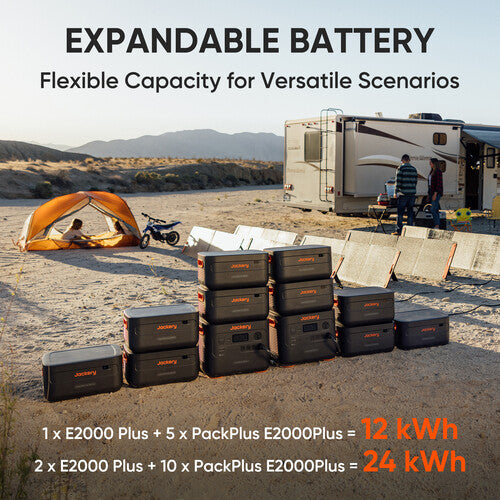 Jackery Explorer 2000 Plus Power Station with Two Battery Packs and Two SolarSaga 200W Solar Panels (6126 Wh + 400 W)