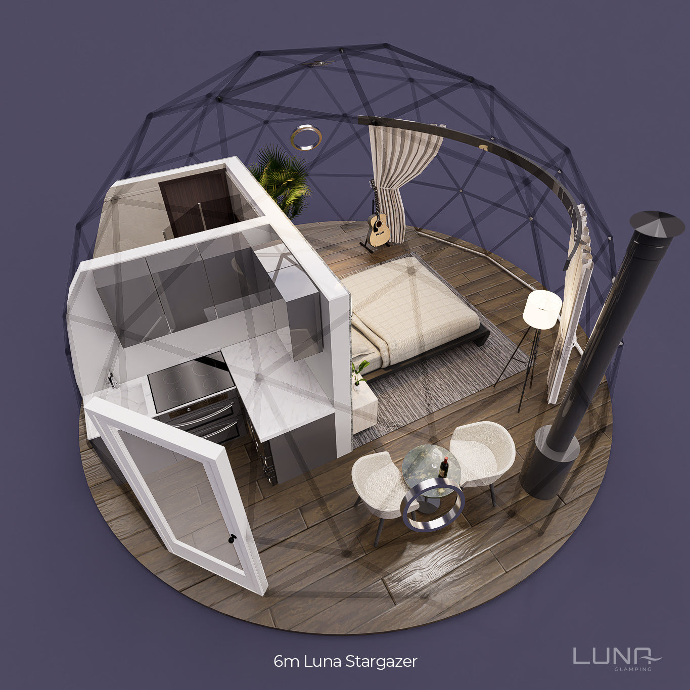 Luna 6m Stargazer Element – Preconfigured Geodesic Dome – 305 Sq Ft