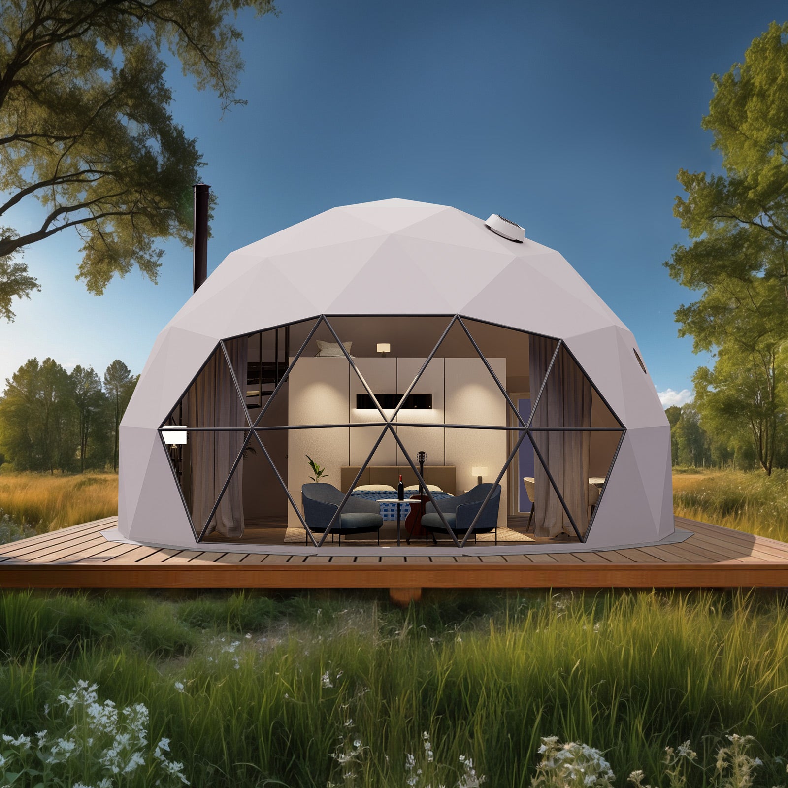 Luna 8m Stargazer Element – Preconfigured Geodesic Dome – 540 Sq Ft