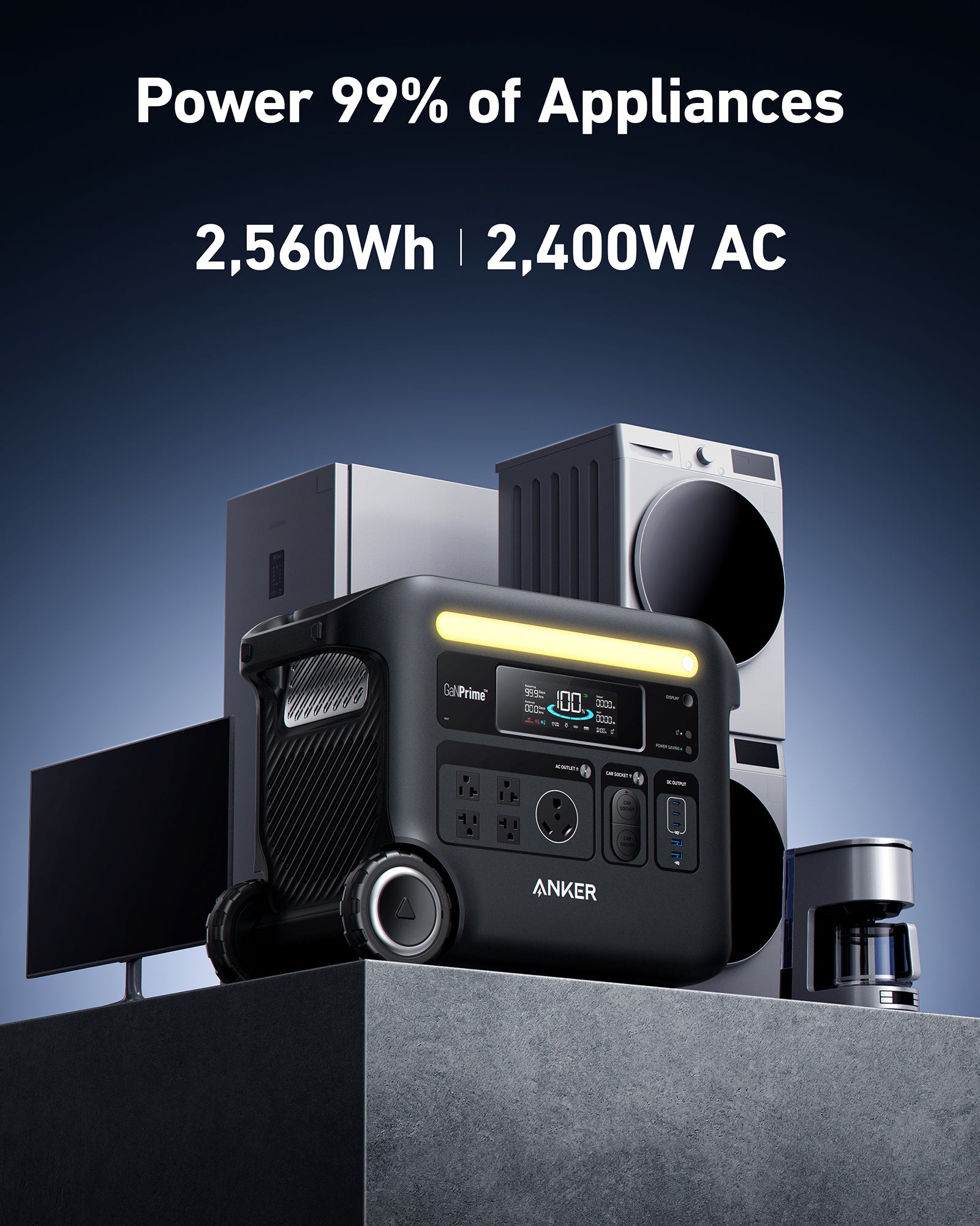 Anker SOLIX F2600 Portable Power Station + Expansion Battery (5120 Wh Combined)