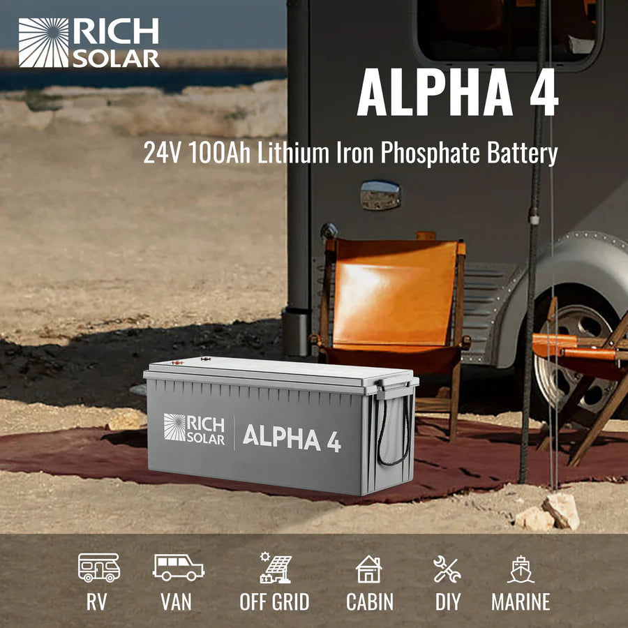 Rich Solar Alpha 4 LiFePO4 24 Volt Lithium Battery (2,560Wh)
