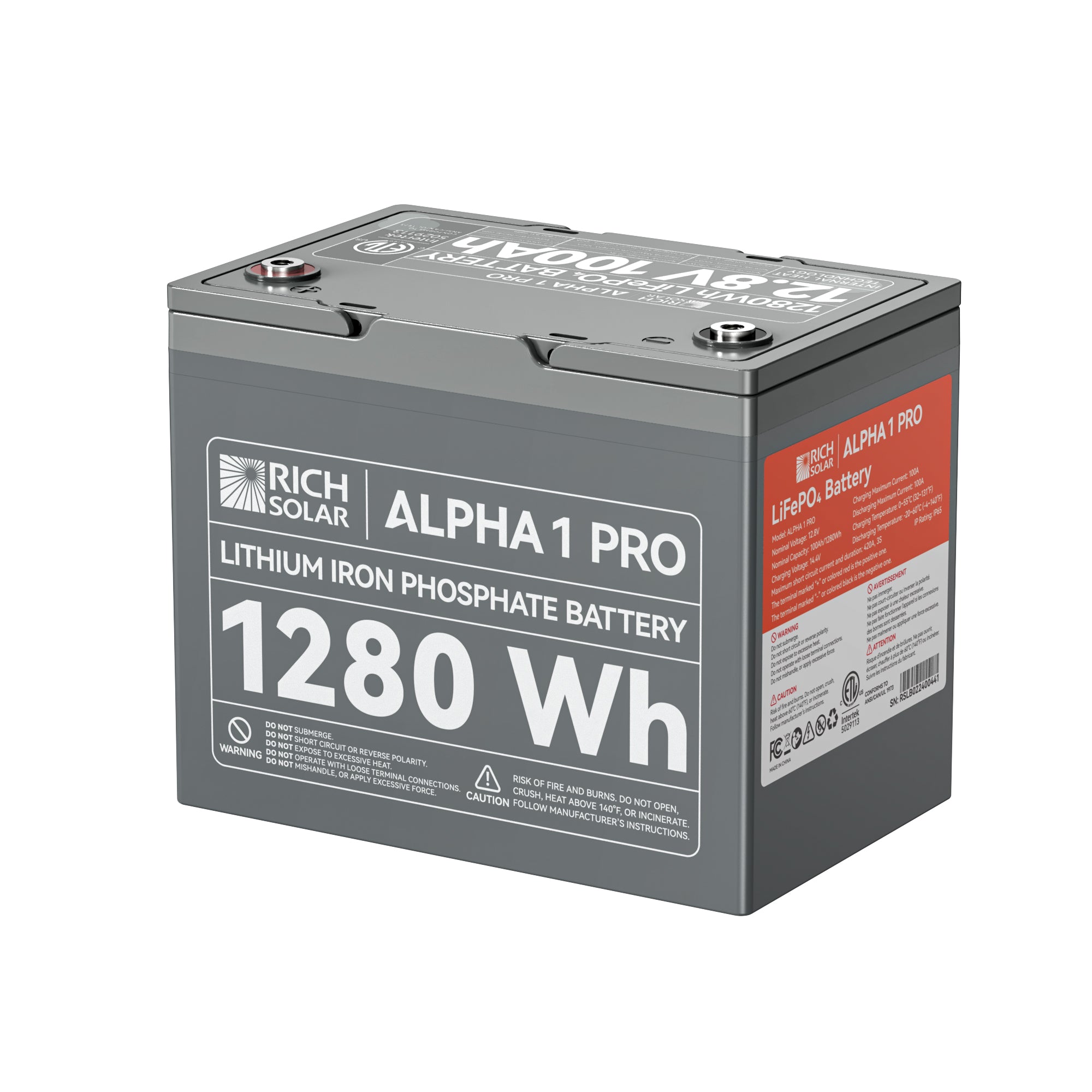 Rich Solar Alpha 1 PRO LiFePO4 12 Volt Lithium Battery (1,280Wh)