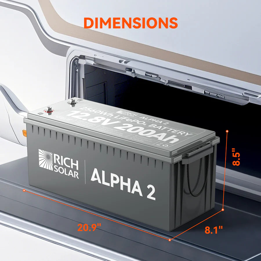 Rich Solar Alpha 2 LiFePO4 12 Volt Lithium Battery (2,560Wh)