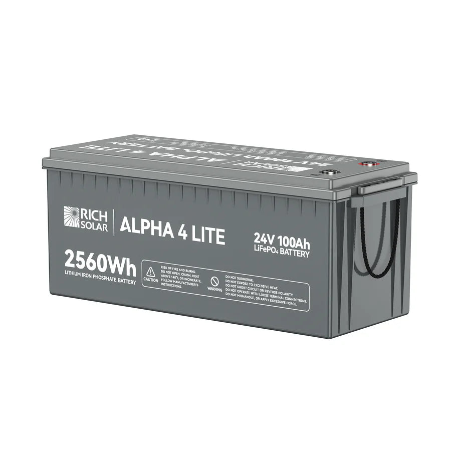 Rich Solar Alpha 4 LITE LiFePO4 24 Volt Lithium Battery (2,560Wh)