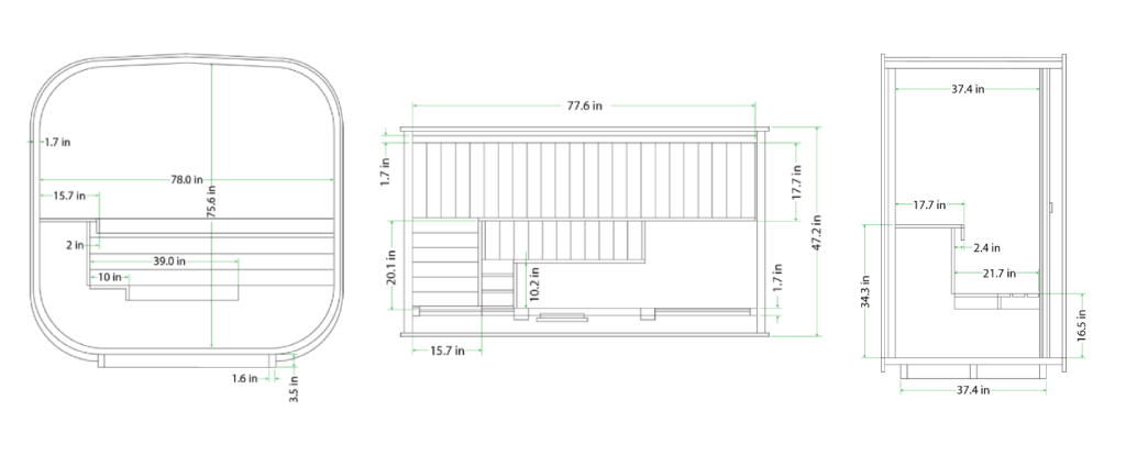 Floor Plan for Mande Spa USA MW12 Thermowood® Outdoor Sauna