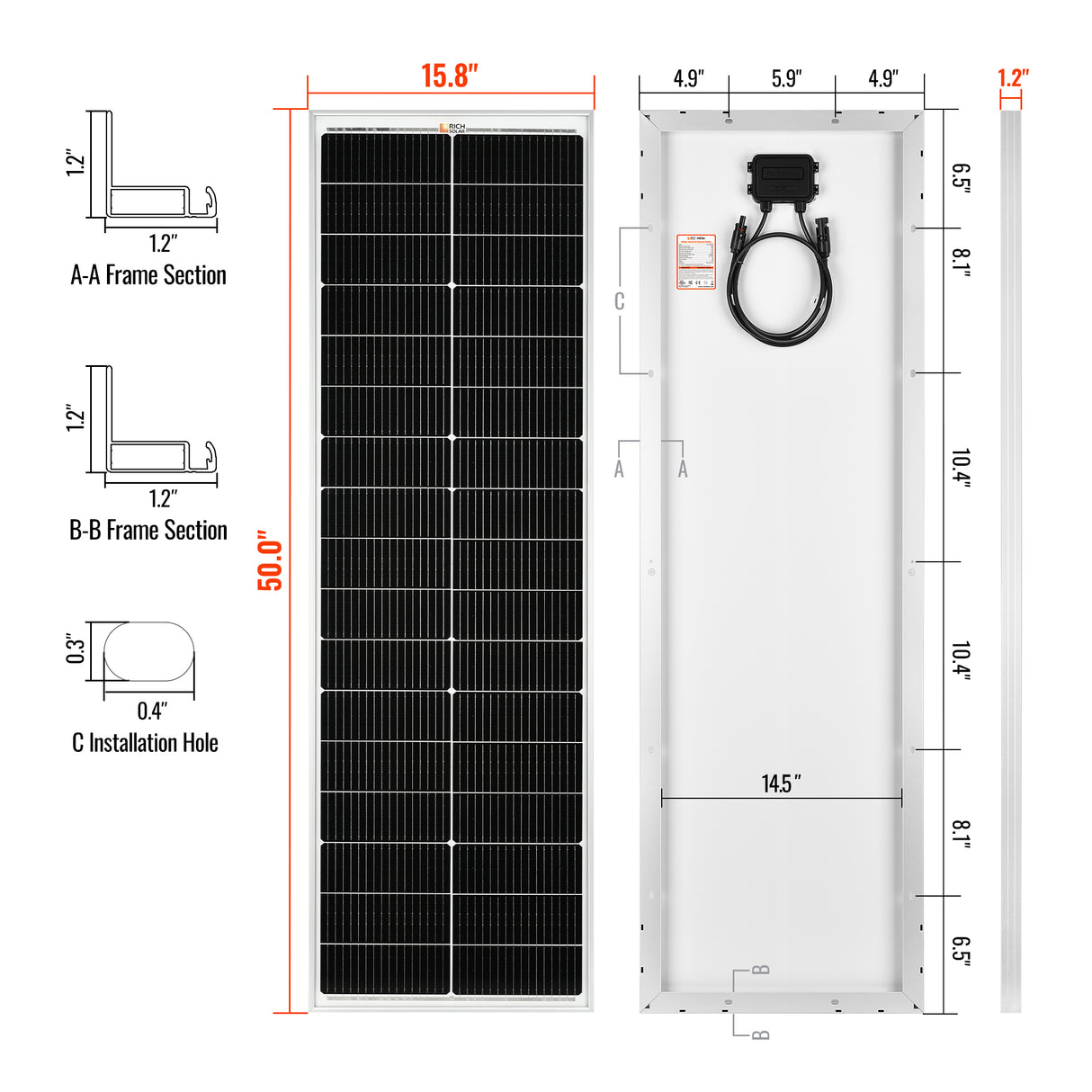 Rich Solar MEGA 100 - 100W Slim Solar Panel - Image 4
