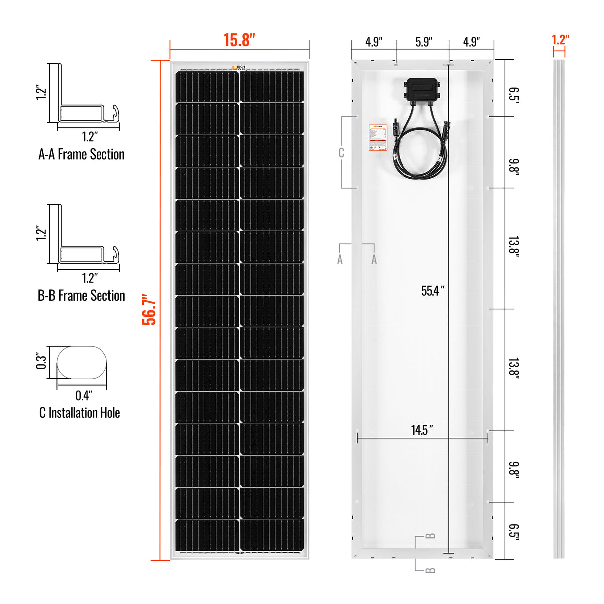 Rich Solar MEGA 100 - 100W Slim SLX Solar Panel - Image 4