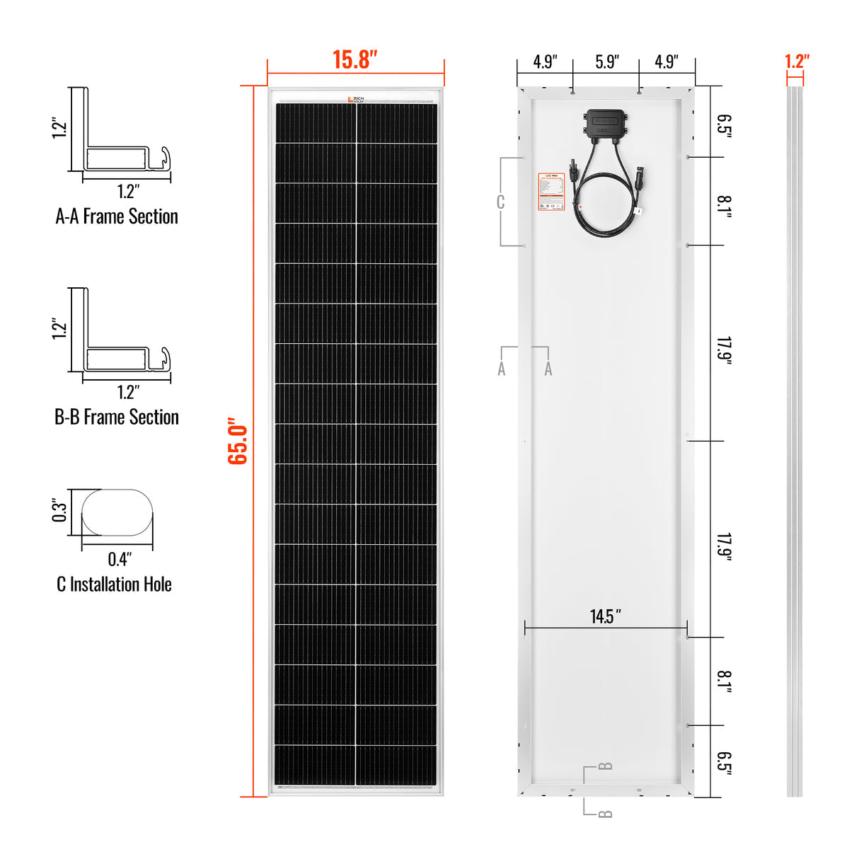 Rich Solar MEGA 130 - 130W Slim Solar Panel - Image 4