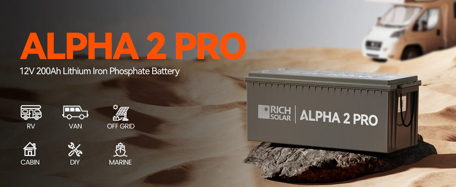 Rich Solar Alpha 2 Pro LiFePO4 12 Volt Lithium Battery (2,560Wh) description image