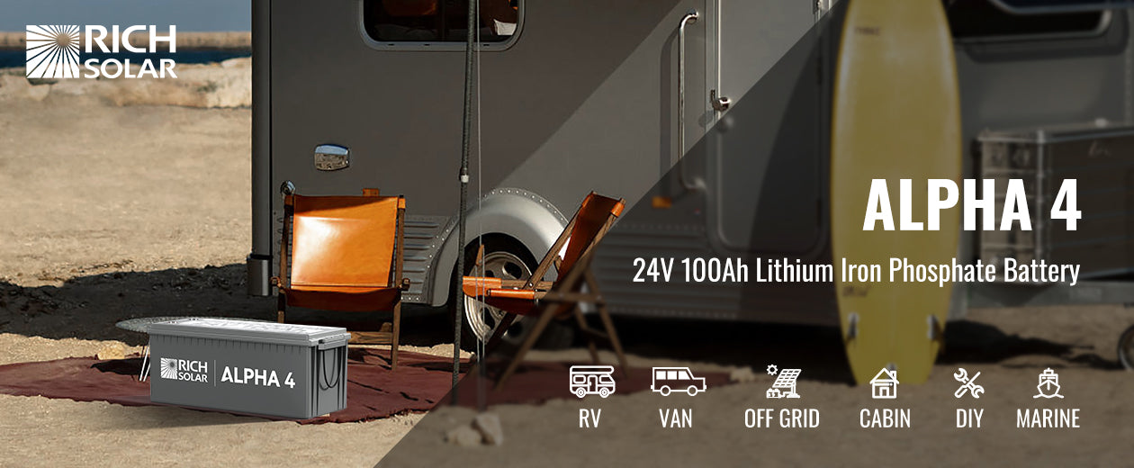 Rich Solar Alpha 4 LiFePO4 24 Volt Lithium Battery (2,560Wh) description image