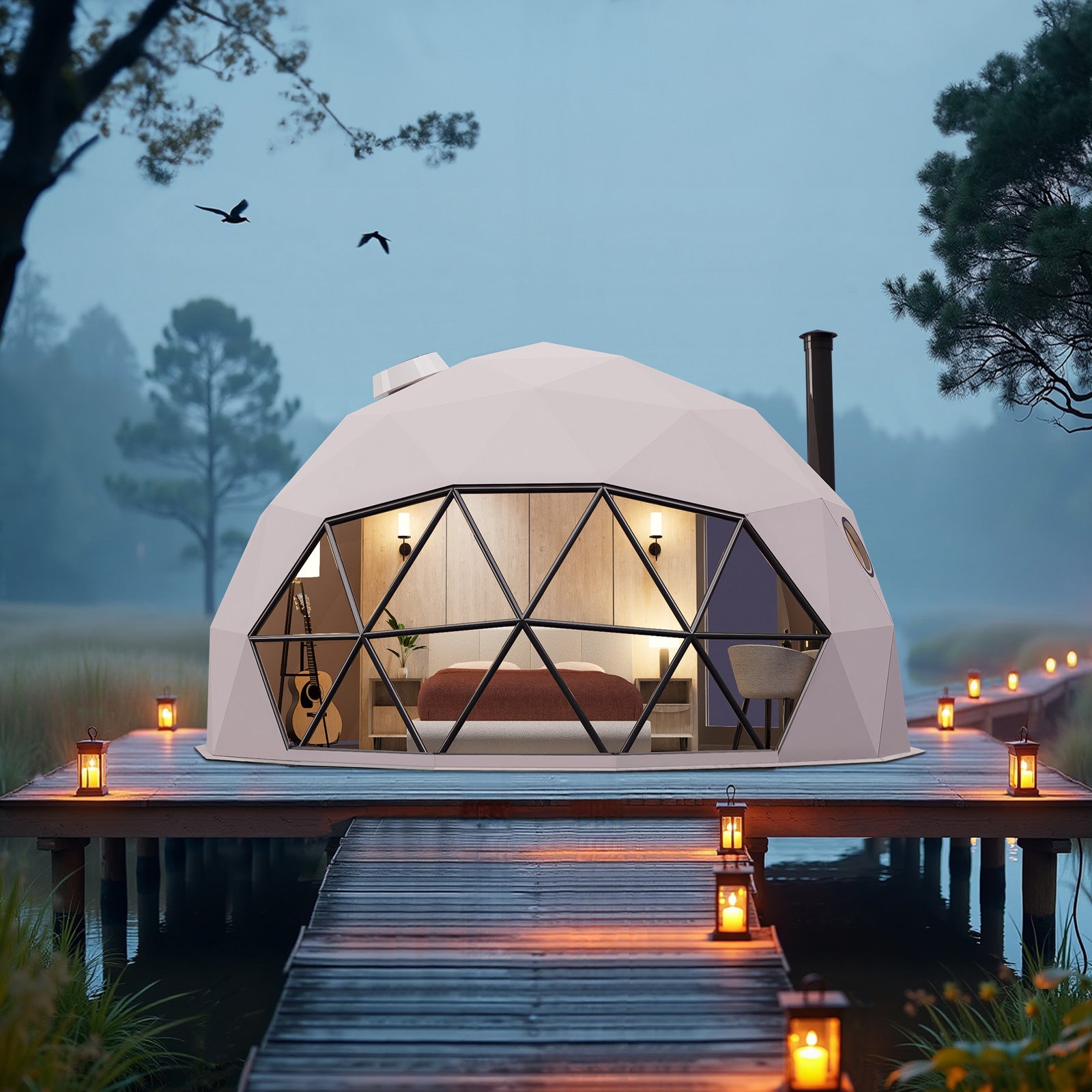 Luna 5m Stargazer Element – Preconfigured Geodesic Dome – 211 Sq Ft