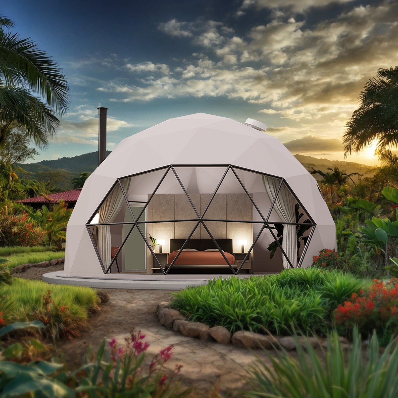 Luna 7m Stargazer Element – Preconfigured Geodesic Dome – 415 Sq Ft
