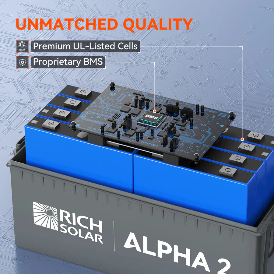Rich Solar Alpha 2 LiFePO4 12 Volt Lithium Battery (2,560Wh)