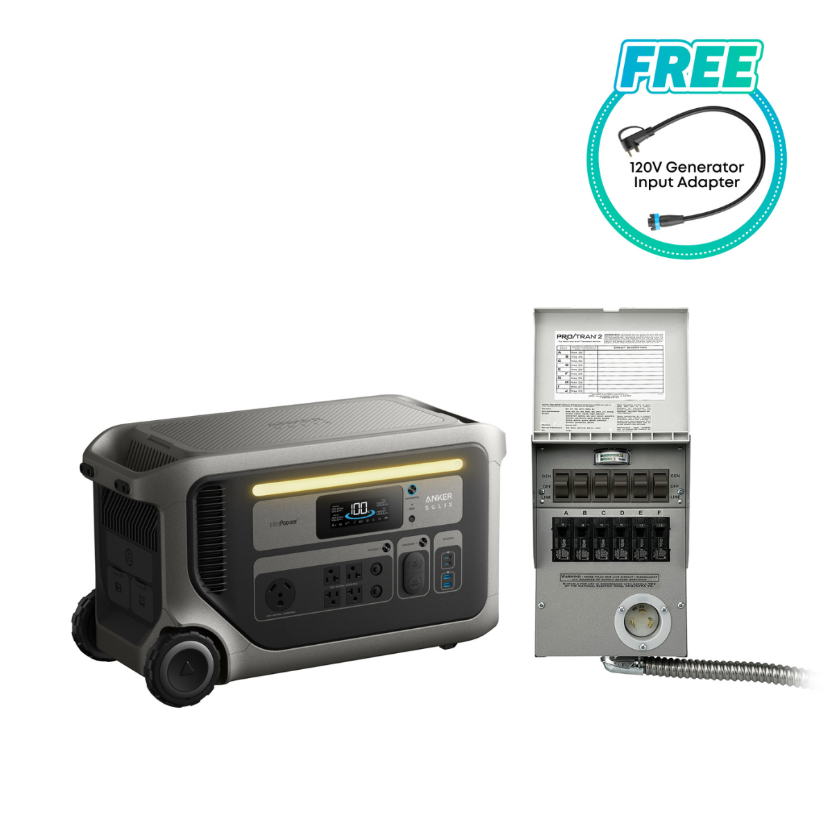 Anker SOLIX F3000 Power Station + Transfer Switch Bundle (3072 Wh)