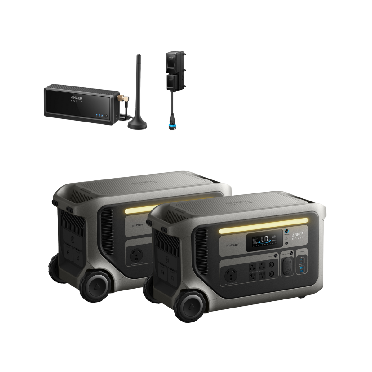 Anker SOLIX F3000 x2 Power Stations + Double-Voltage Hub + Power Saver Kit (6144 Wh)