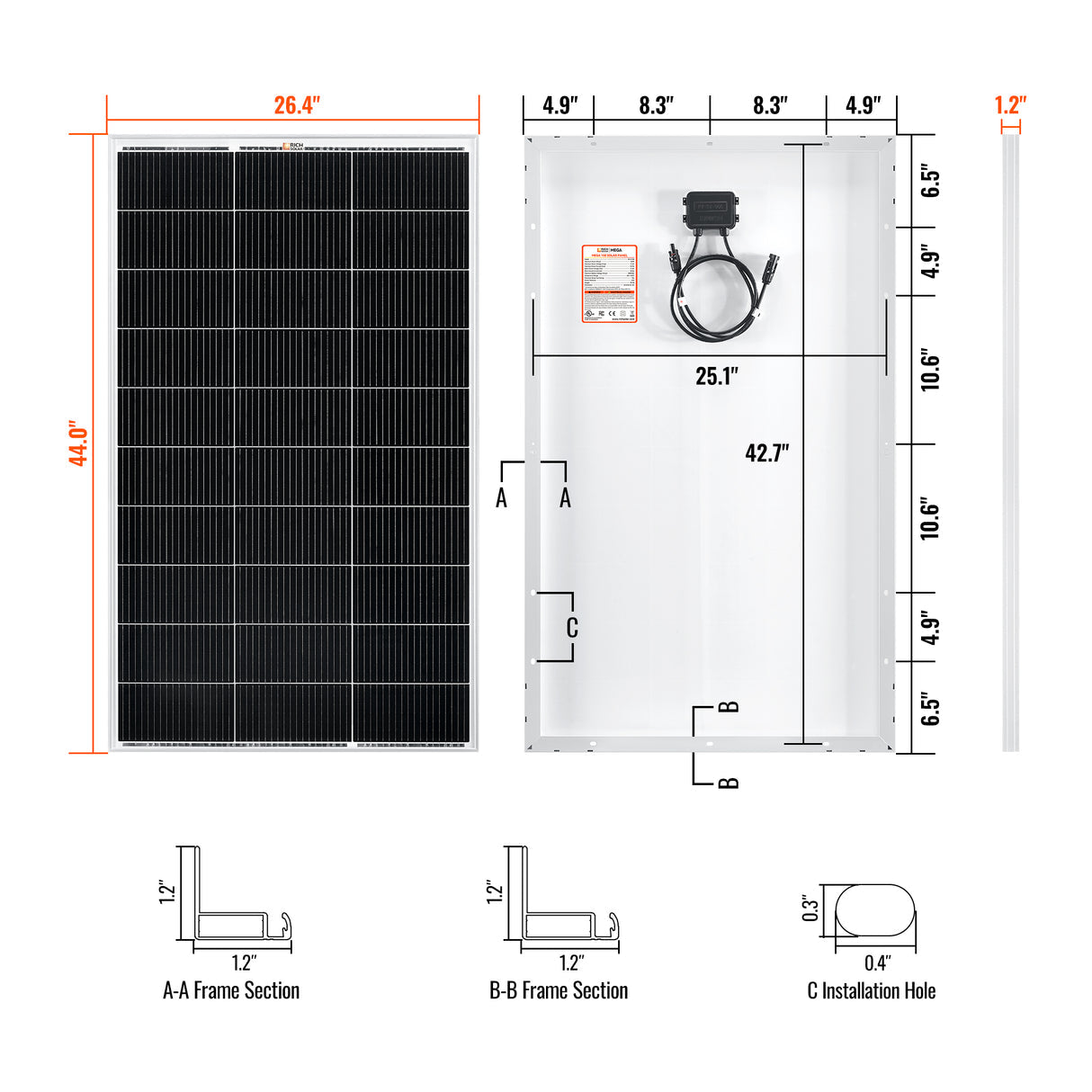 Rich Solar MEGA 150 - 150W 12V Solar Panel - Image 4