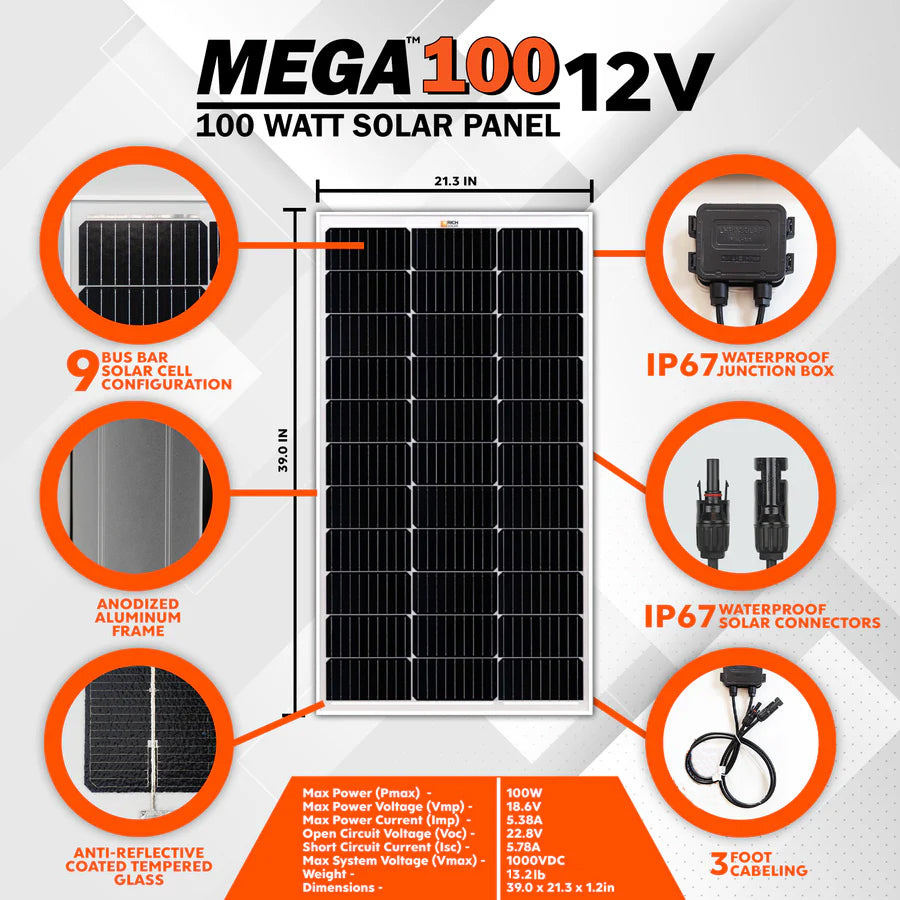 Rich Solar MEGA 100 - 100W 12V Solar Panel - Image 10