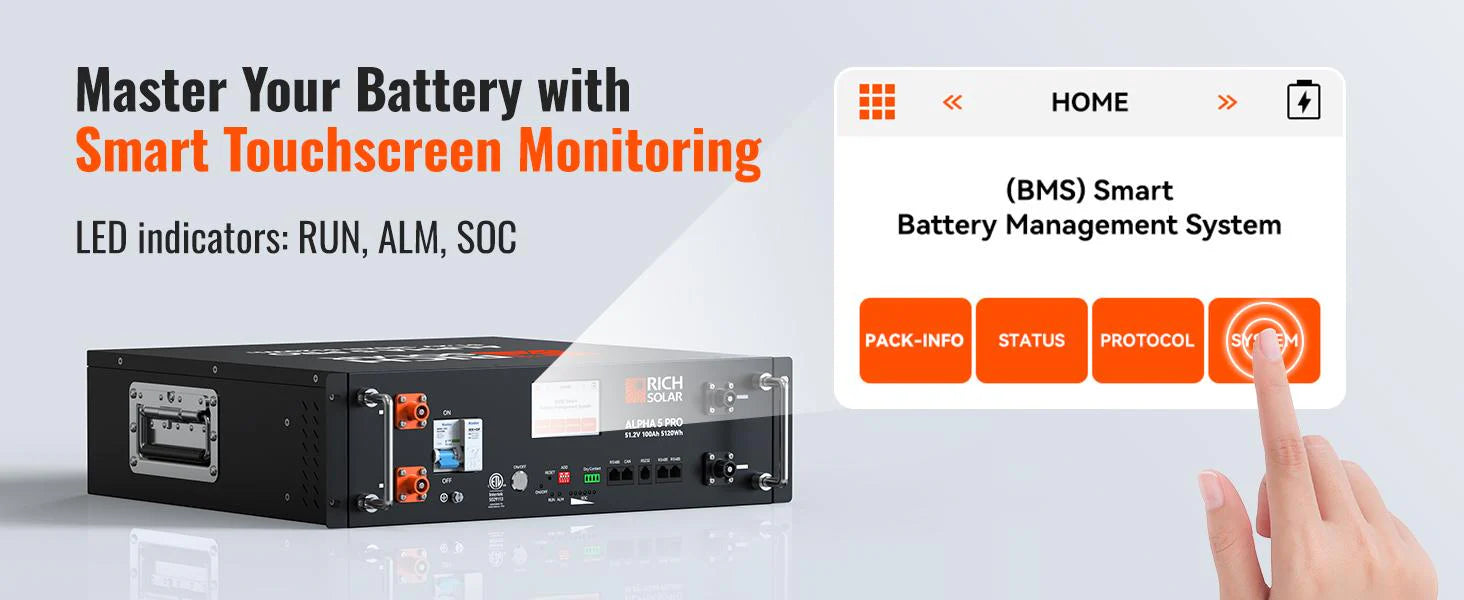 Rich Solar Alpha 5 PRO Heating LiFePO4 48 Volt Lithium Battery (5,120Wh) description image