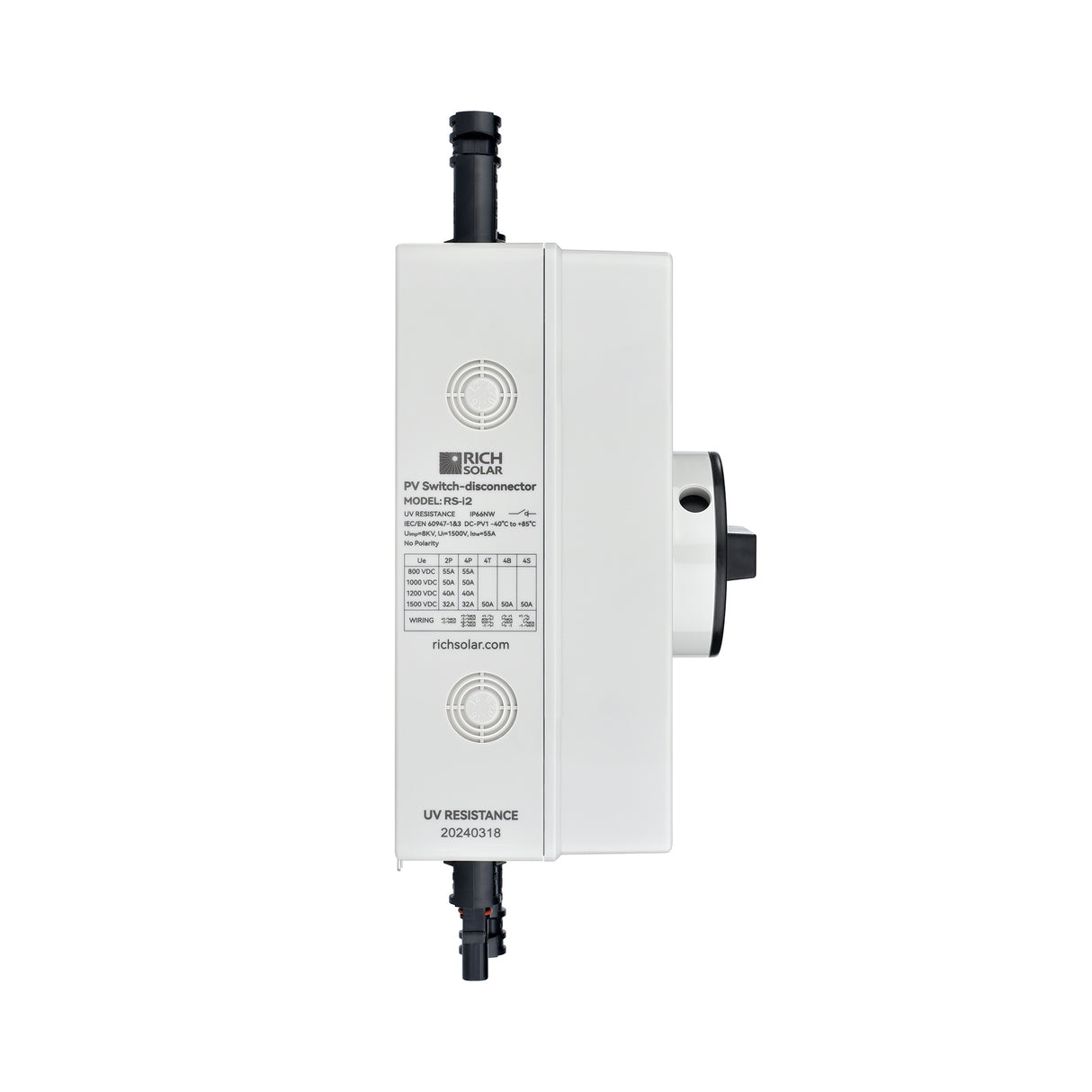 Rich Solar Solar PV DC Quick Disconnect Switch | Solar Array DC Quick Disconnect Switch | 1500 Volt 55 Amp | 2 Pole 1 String - Image 8