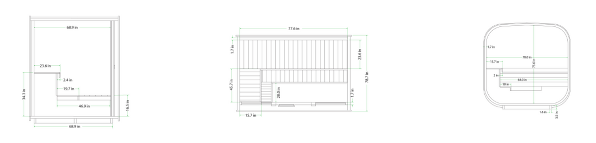Floor Plan for Mande Spa USA MW20 Thermowood® Outdoor Sauna